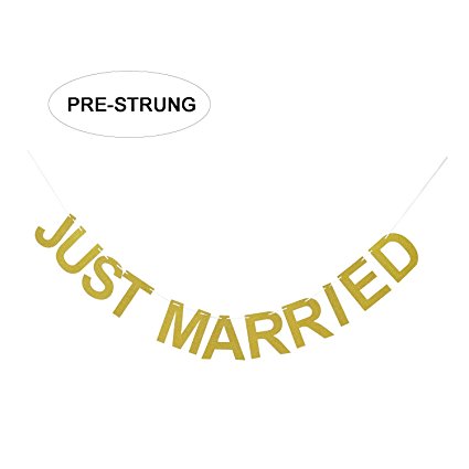 Just Married Gold Glitter Banner | Wedding Banner | Just Married Sign | Wedding Decor | Reception Dinner Banner | Photo Prop | Gold Glitter Bunting