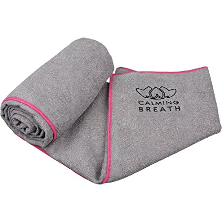 CalmingBreath Yoga Towel - Non-Slip, Quick-Dry Microfibre Towel with FREE Carry Bag