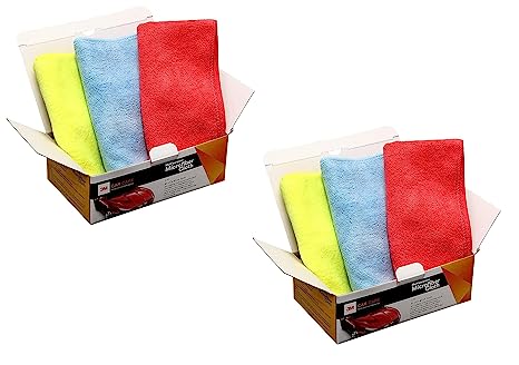 3M Car Care Microfiber Cloth 41x41cm, Non-Scratching Cloth for Exterior, Interior and Glass, Absorbent Microfiber Technology(3 Pcs Each Box, Pack of 2)