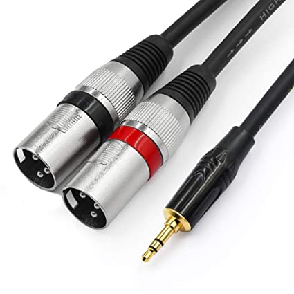 TISINO 3.5mm to Dual XLR Stereo Cable 1/8 inch Mini Jack to 2 XLR Male Y Splitter Adapter Cord - 3.3 FT/1 Meter