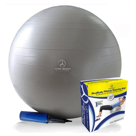 ProBody Pilates Exercise Ball - Professional Grade Anti-Burst Swiss Ball for Pilates Yoga Training and Physical Therapy