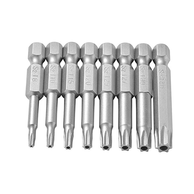 XCSOURCE 8pcs Magnetic S2 Steel Security Torx Star Head 1/4'' Hex Shank Screwdriver Drill Bits Set 50mm BI831