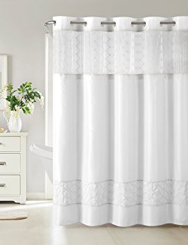 Hookless RBH40MY096 Downtown Soho Shower Curtain with Peva Liner -  White