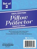 100 Cotton - Pillow Protector - Zippered Style - Set of 2 - 200 Thread Count - Standard Size 20x26