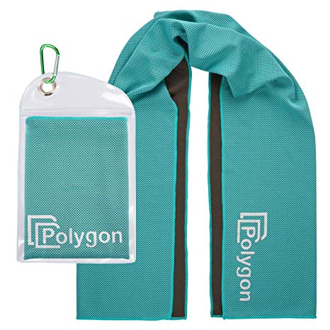 Cooling Towel, Polygon Microfiber Ice Sports Towel, Instant Chilling Neck Wrap for Sports, Workout, Running, Hiking, Fitness, Gym, Yoga, Pilates, Travel, Camping & More, 40" x 12"