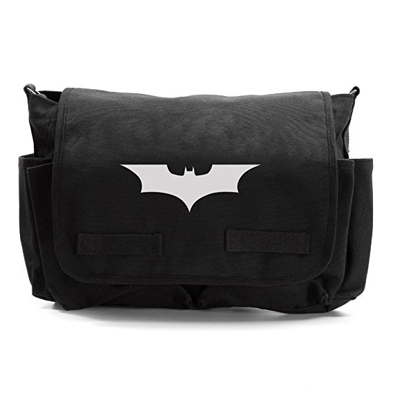 Batman Begins The Dark Knight Army Heavyweight Messenger Shoulder Bag Black & Wh