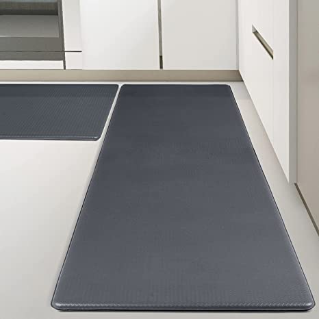 Kitsure Kitchen Rugs, [2 PCS] Cushioned Anti-Fatigue Kitchen Mat, Waterproof & Non-Slipping Kitchen Mat for Floor, Durable Kitchen Rugs and Mats for Kitchen & Laundry, Resilient Kitchen Mats, Grey