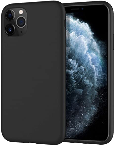 MoKo Compatible with iPhone 11 Pro Case, Shockproof Slim Fit Liquid Silicone Gel Rubber Protective Case Soft Touch Back Cover Fit iPhone 11 Pro 5.8 inch 2019 - Black