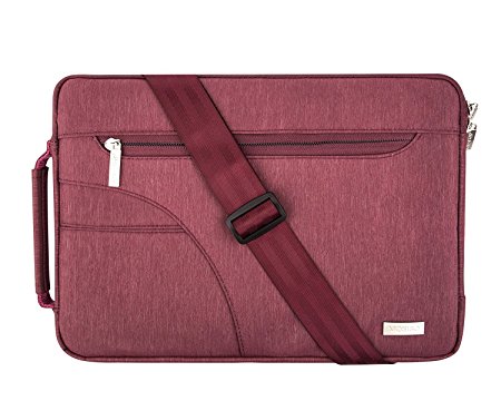 Mosiso Polyester Fabric Sleeve Case Cover Laptop Shoulder Briefcase Bag for 13-13.3 Inch MacBook Pro, MacBook Air, Ultrabook Netbook Tablet, Wine Red