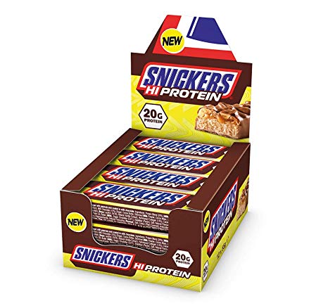 Snickers Hi Protein Bar (12 x 55g) - High protein snack with caramel, peanuts and milk chocolate - Contains 20g protein