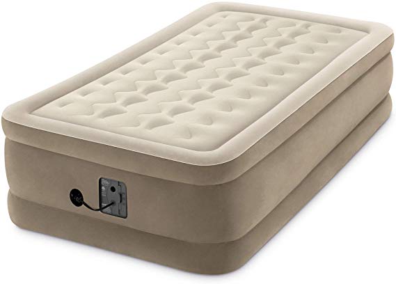 Intex Ultra Plush Fiber Tech Airbed Air Mattress Bed with Built in Pump