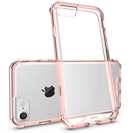 iPhone 7 Case Rose Gold Clear Huffii Slim Scratch Resistant Shock Absorption TPU Bumper Hard Back Cover Cases For iPhone 7 - Rose Gold