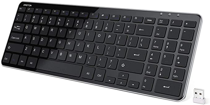 OMOTON Wireless Keyboard, 2.4GHz Ultra-Thin Wireless Keyboard with Numeric Keypad for Computers, Desktops, PCs, Laptops with Windows 7/8/ 10, Black