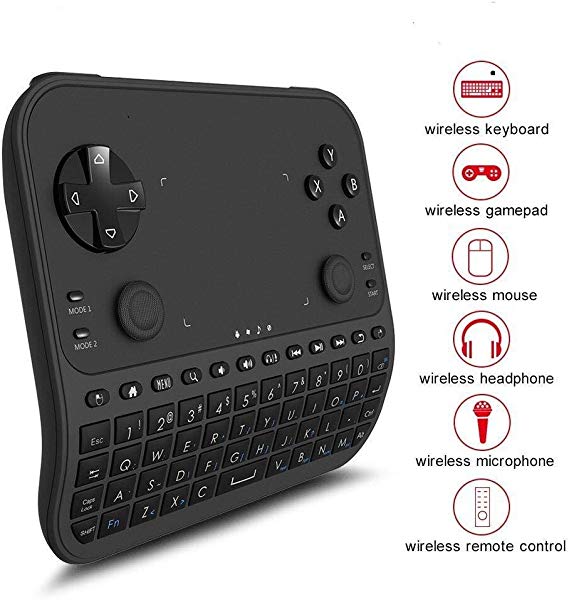 Wireless Mini Keyboard, GAKOV GAU6 Wireless Mini 6-in-1 Smart Gamepad with Touchpad and Remote Control