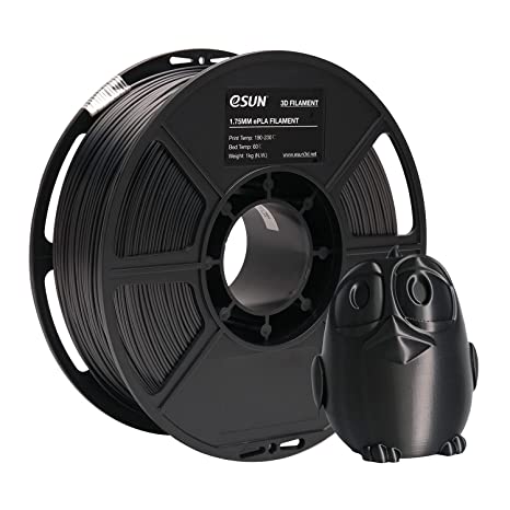 eSUN Gloss PLA Filament 1.75mm, Glossy 3D Printer Filament PLA, Dimensional Accuracy  /- 0.05mm, 1KG Spool (2.2 LBS) 3D Printing Filament for 3D Printers, Gloss Black