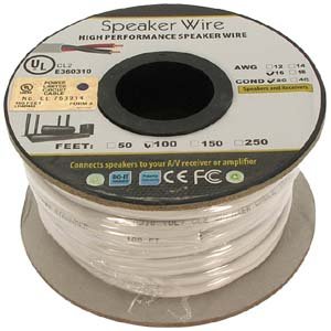 InstallerParts 100Ft 16AWG/2C Bulk Polarized in-Wall Speaker Wire – Flexible - Copper