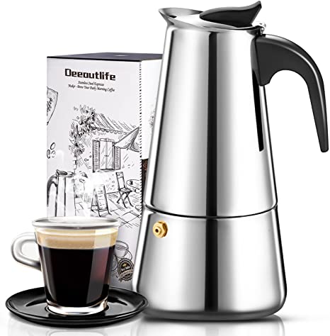 Stovetop Espresso Maker with Classic and Rich Brews Moka Pot, Cuban Coffee Maker Stove top Espresso Shot Maker for Espresso italian coffee maker (4cup)