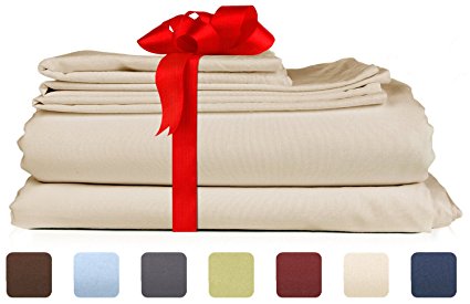 Queen Size Sheet Set - 6 Piece Set - Hotel Luxury Bed Sheets - Extra Soft - Deep Pockets - Easy Fit - Breathable & Cooling Sheets - Wrinkle Free - Comfy - Tan - Beige Bed Sheets - Queens Sheets - 6 PC