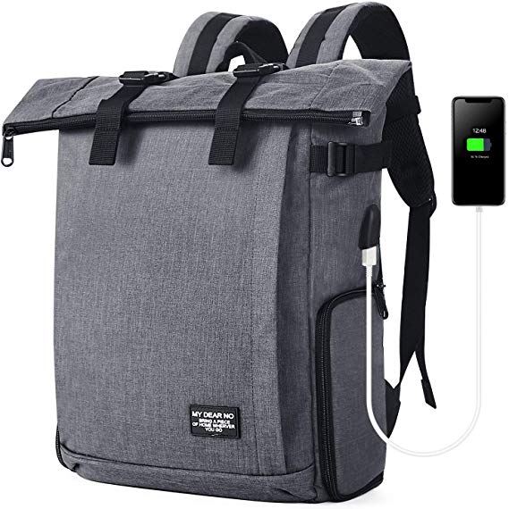 Koolertron Camera Backpack with USB, 15.6 inch Laptop Large Capacity Waterproof photography Camcorder Combination Bag for Canon Nikon DSLR Cameras (Grey)