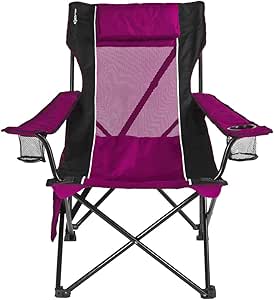 Kijaro Sling Folding Camping Chair - Enjoy The Outdoors in This Outdoor Chair with a Built-in Cup Holders and Side Organizer OR Side Cooler - Includes a Detachable Pillow