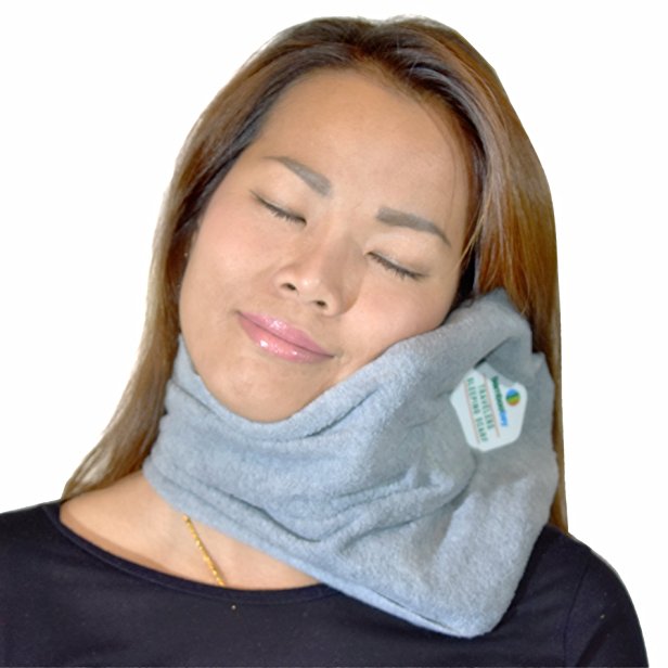 Travelers Sleeping Scarf by Bamboo Bay - Neck Support Travel Pillow - Super Soft, Comfortable, and Machine Washable (Grey) - USA Based Seller