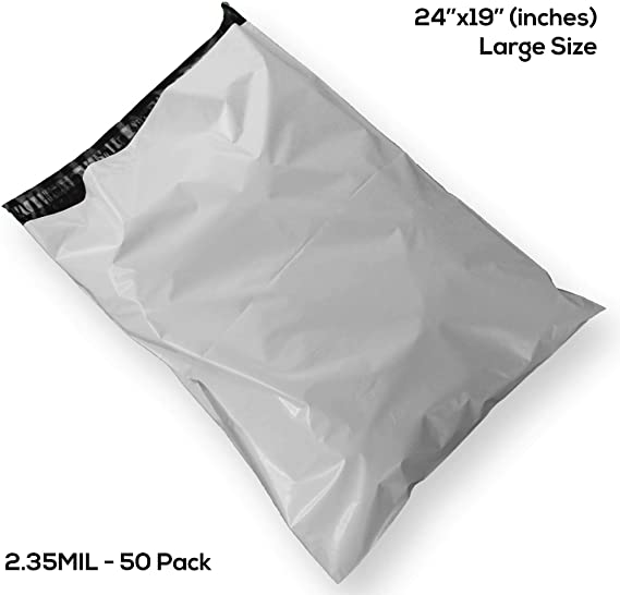 50 Pcs 19x24 Inch Poly Bag Mailer 2.35MIL Premium Envelopes Shipping Bags, Self Adhesive, Waterproof, Privacy Shielded and Tear-Proof Postage Postal Envelopes, 50 Pack 24x19 Large Mailers