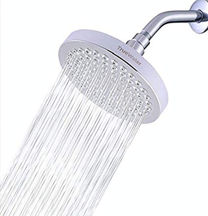 TrueWater Shower Head | 6 Inch Round High Pressure Rain | Luxury Modern Chrome Look | Adjustable Replacement For Your Shower Head | Tool Free Installation