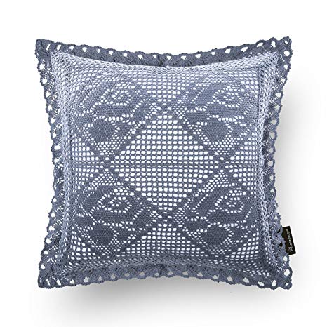 PHANTOSCOPE Decorative New Luxury Series Merino Style Fur Throw Pillow Case Cushion Cover 18" x 18" 45cm x 45cm (18" x 18", Crochet Grey)