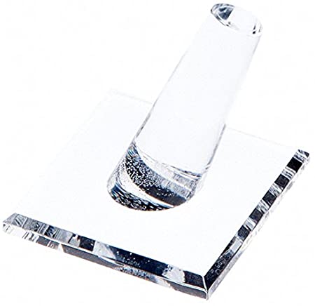 Plymor Clear Acrylic Ring Finger Display, Single on Square Base, 2" W x 2" D x 1.75" H (2 Pack)