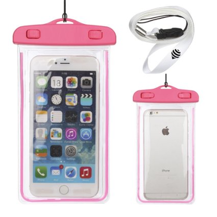 Mini-Factory Universal Waterproof Case for iPhone 66s Plus 5S 5 5C 4S 4 Galaxy S6 S6 Edge S5 S4 and More IPX8 Certified to 100 Feet - Pink