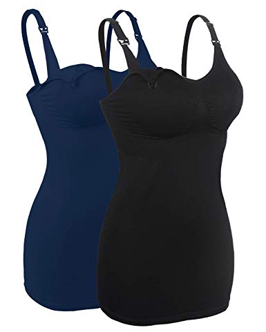 iLoveSIA 2Pack Seamless Nursing Cami Tank Top with Build-in Maternity Bra