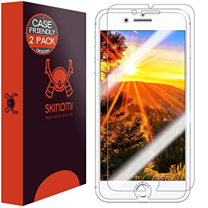 iPhone 8 Plus Screen Protector (Case Friendly, 2-Pack), Skinomi TechSkin Full Coverage Screen Protector for iPhone 8 Plus Clear HD Anti-Bubble Film