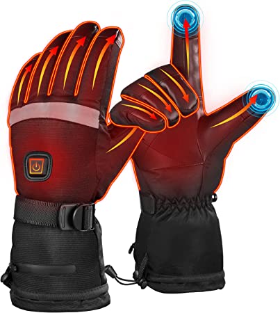 Rechargeable Electric Heated Warmed Gloves: 5000mAh Men Women Battery Powered Heating Gloves with Touchscreen Waterproof Windproof for Motorcycle Hunting Snowboard Skiing Cycling Hiking Outdoor Winter