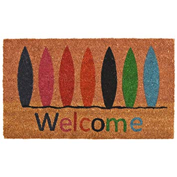 Home & More 121771729 Surfboard Welcome Doormat, 17" x 29" x 0.60", Multicolor