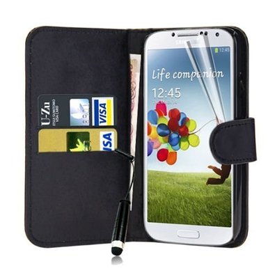 Connect Zone® Samsung Galaxy S3 i9300 Premium PU Leather Flip Wallet Case Cover Pouch   Screen Protector With Polishing Cloth And Mini Stylus