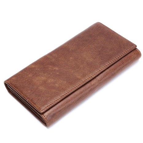 Itslife Men's Genuine Leather Card Holder Trifold Wallet With ID Window