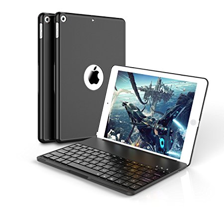 iPad Keyboard Case,Valoin Portable 7 Colors Backlit Wireless Bluetooth Keyboard for 2017 New iPad 9.7 & iPad Air（For Model:A1822/A1823/A1474/A1475/A1476）
