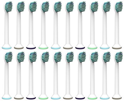20 Philips Sonicare Compatible Compact Small Toothbrush Heads Replacements HX6024 ProResults fits DiamondClean, EasyClean, FlexCare, HealthyWhite, Hydroclean, PowerUp, Plaque Control and Gum Health