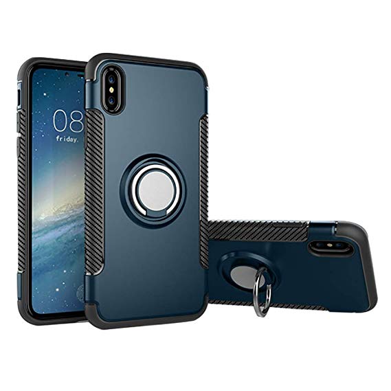 Hayder iPhone Xs Case, iPhone X Case Car Magnetic Kickstand 360 Degree Ring Holder Protection Cover