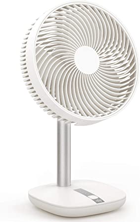 Battery Powered Operated Fan Rechargeable Portable Desk Fan 3 Speeds Natural Wind Mode,45 Degree Pivoting Head with Charging Cable,Klearlook Mini Table USB Fan for Home Office Camping [White,6-inch]
