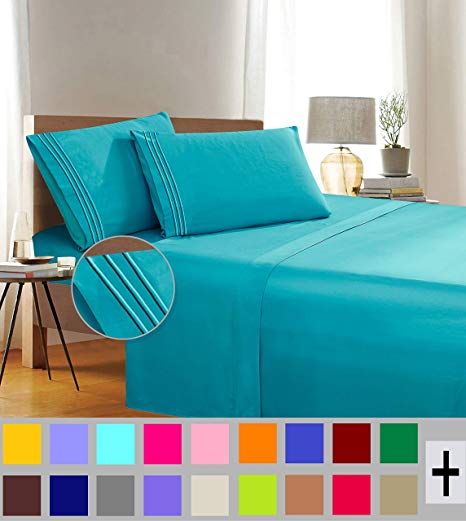 1500 Thread Count Wrinkle & Fade Resistant Egyptian Quality 4-Piece Bed Sheet Set Ultra Soft Luxurious Set Includes Flat Sheet, Fitted Sheet and 2 Pillowcases, King Size, Island Paradise