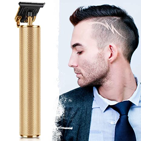 Hair Clippers for Men, Electric Pro Li Outliner Hair Clippers Cordless Rechargeable Grooming Kits T-Blade Close Cutting Trimmer for Men 0mm Zero Gap Bald Head Clippers, Hair Trimmer for Men (Gold)