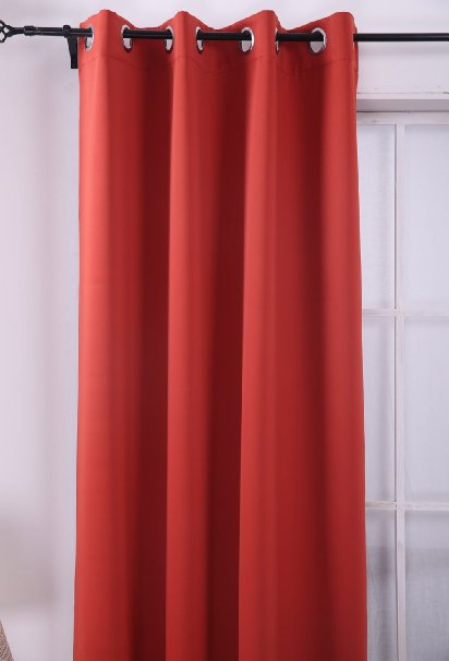 Deconovo Grommet Thermal Insulated Blackout Curtain Home Decor 52x63 Inch Orange Red