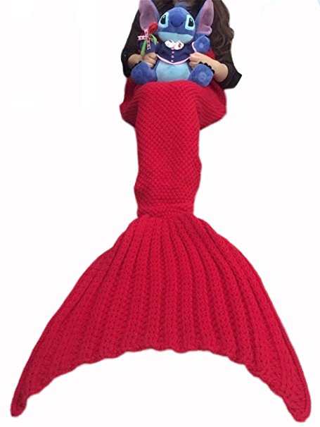 Mermaker ®Handmade Sleeping Bag Knitting Mermaid Blanket Suitable for All Seasons for Adult and Kids 71"x35"