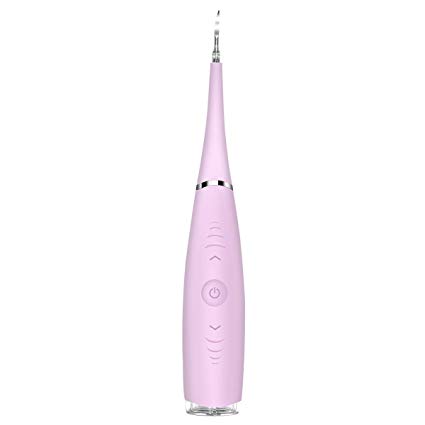 Dental Calculus Remover, Breett Electric Portable Tartar Plaque Remover Tartar Scraper Adjustable Modes Rechargeable Dental Clean Tools (Pink)