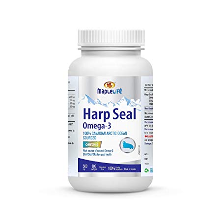 Maplelife Harp Seal Oil 500mg 300 Softgels Best Source of Omega-3 Fatty Acids