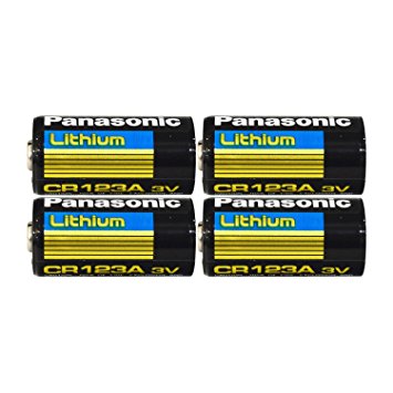 Panasonic CR123A Battery; Lithium; 1400 mAh; 3 V; 17 mm Dia. X 34.50 mm H; 17 g (4 pcs)