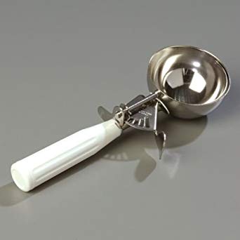 Carlisle 60300-6 Stainless Steel Portion Control Disher Scoop, 4.7 oz, White