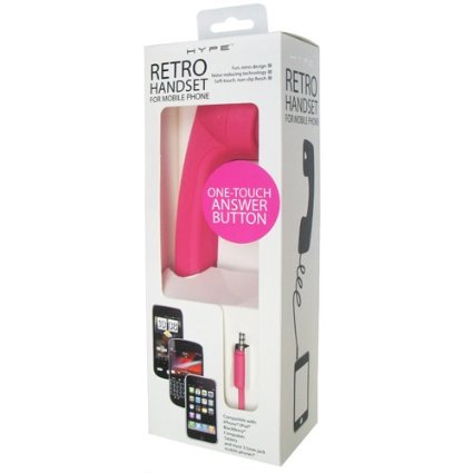 Hype Pink RETRO 3.5mm Mobile Phone Handset One-Touch Answer Button