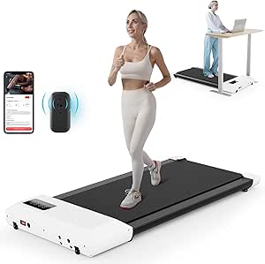 SupeRun Smart Walking Pad Treadmill 2024 Newest, Under Desk Treadmill for Home Office, Quiet Portable Walking Treadmill with 2.5 HP, 265 lbs Capacity